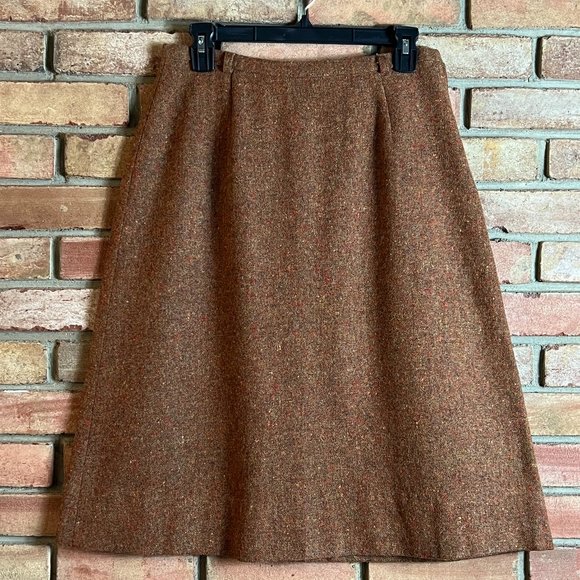 century Boston Brown Marbled Wool Blend Vintage A-Line Skirt in Size 12 - Picture 1 of 8